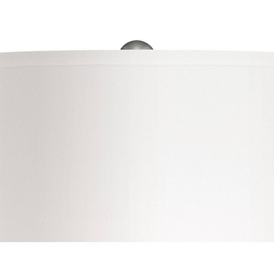 Tall Silver Gourd Table Lamps with White Drum Shades, Set of 2