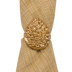 Patricia Heaton Home Gold Pinecone Napkin Ring Set of 4 - 1 of 3