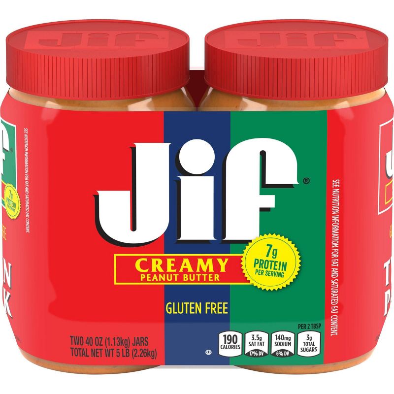 Jif Creamy Peanut Butter Twin Pack - 80oz, 1 of 8