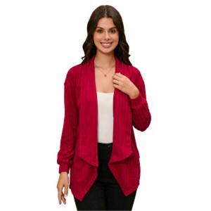 Clearlove Women's Open Front Cardigan Draped Snap Buffalo Plaid Shirt Cardigan Knit Sweater - 1 of 4