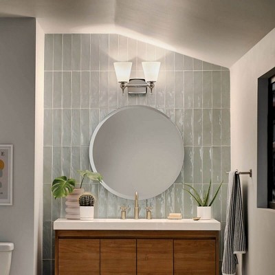 Polished Nickel 2-Light Vanity with Satin Etched Glass