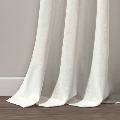 Off White Linen Button Pinched Pleat Light Filtering Curtain Panel