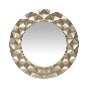 18" Glam Round Mirror Champagne Gold/Silver - Infinity Instruments: Modern Geometric Border, No Assembly Required - 1 of 4