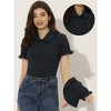 Allegra K Women's Doll Collar Short Sleeve Button Down Shirt - 2 of 4
