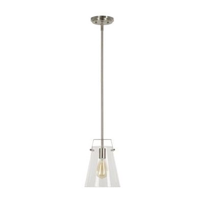 8" 1-Light Bell Shaped Shade Mini Pendant Ceiling Light Brushed Nickel - Cresswell Lighting