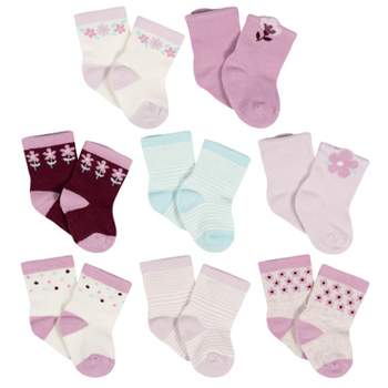 Gerber Baby Girls' 8-Pack Jersey Wiggle Proof® Socks Lavender Garden