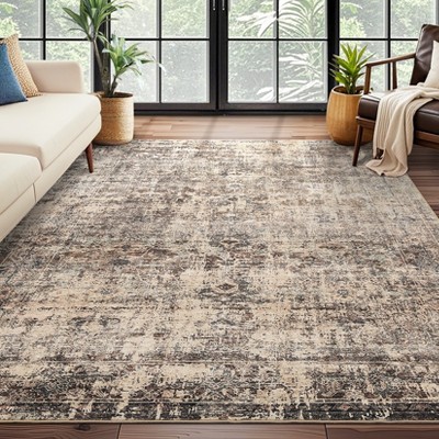 Soft Boho Vintage Low Pile Washable Large Indoor Area Rug for Living Room Bedroom Dining Room