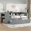 KWPZQEB Daybed with Trundle and 3 Drawers, Wood Twin/Full Size Pull-Point Day Bed Frame with Bookshelves & Desk, Wooden Slats, No Spring Box Needed - 2 of 4