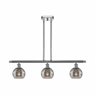 Rochester - 3 Light Stem Hung Island In Industrial Style-8.38 Inches Tall and 36 Inches Wide