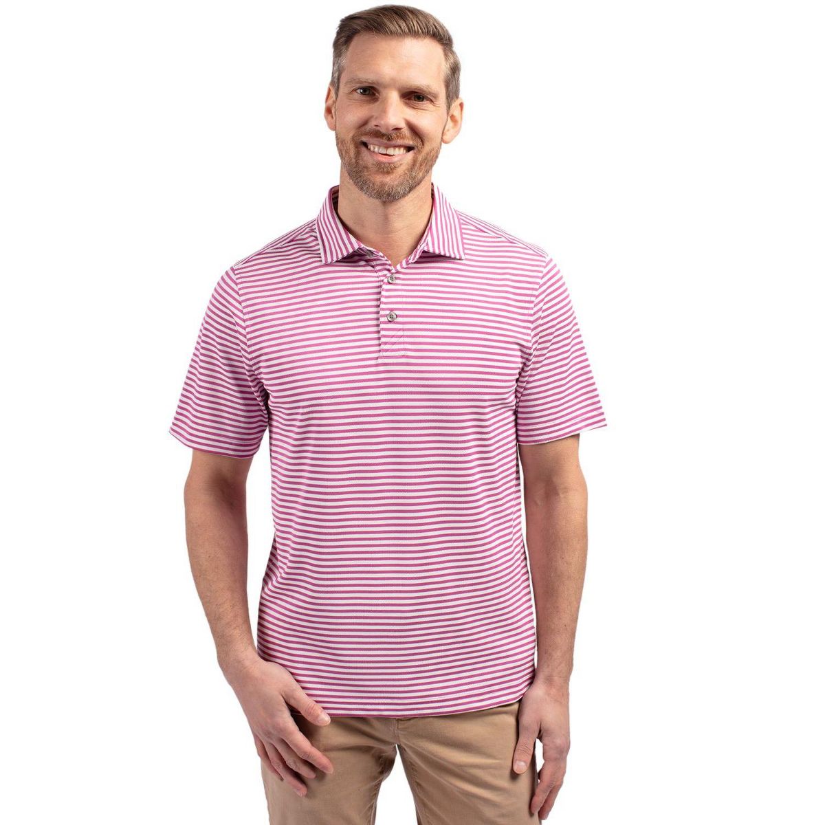 Cutter & Buck Virtue Eco Pique Stripe Recycled Mens Polo Shirt