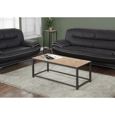 Coffee Table, Accent, Cocktail, Rectangular, Living Room, 42inL, Brown Tile, Brown Metal, Transitional