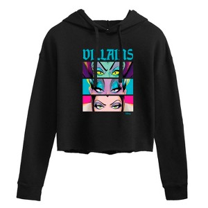 Women's - Disney Villains - Villains Stacked Cropped Graphic Hoodie - 1 of 3