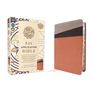 NIV Application Bible, Leathersoft, Coral/Gray, Red Letter, Thumb Indexed, Comfort Print - (NIV Application Commentary Resources) by  Zondervan - 1 of 1