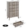 Fluted Dresser for Bedroom with 5 Deep Drawers,47.2" Tall Chest of Drawers with Faux Marble Top - 3 of 4