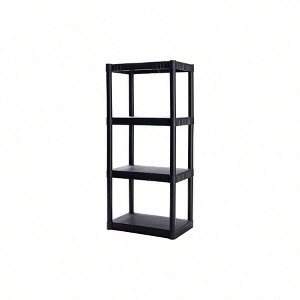 4 - Shelf Plastic Storage Shelves 48x 23x 14 Durable 200lb Capacity Pantry Office Closet Garage Easy Assembly Black - 1 of 4