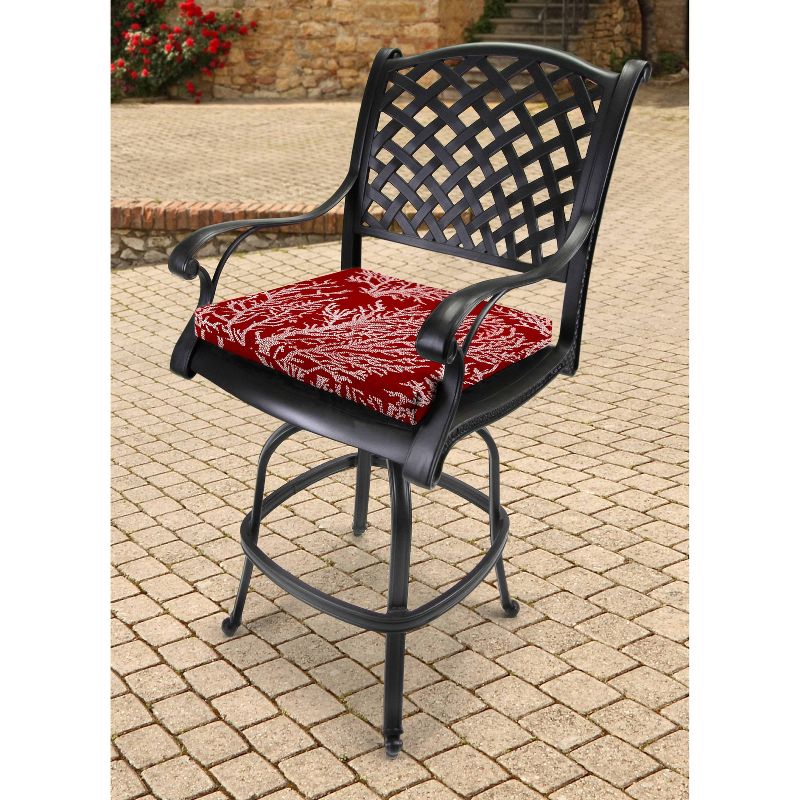 Outdoor Set Of 2 French Edge Seat Cushions In Seacoral Red  - Jordan Manufacturing, 4 of 11