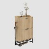 Shoe Cabinet with 2 Flip Drawers - Freestanding Fluted Shoe Storage Organizer with Metal Legs, Slim Hidden Shoe Rack for Entryway Bedroom - 3 of 4