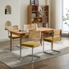 VYNXARIA Modern Dining Chairs Set of 2, Velvet Accent Chairs with Natural Cane Back & Stainless Chrome Base, Chairs for Kitchen ,Gold - 2 of 4