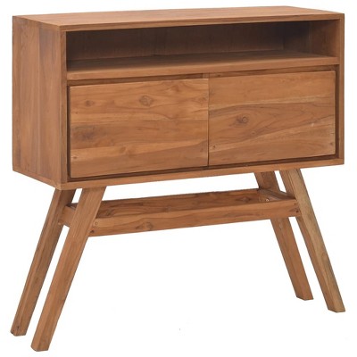 vidaXL Console Table Warm Natural Solid Teak Wood Standard Console Table
