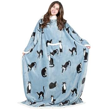 Tirrinia Fleece Wearable Blanket with Sleeves, Plush Full Body Throw, Reading Wrap TV Blankets Robe Cover, as Funny Gifts for Family & Friends