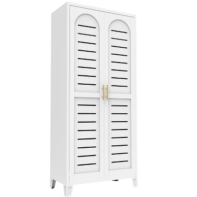 Modern Sideboard Decorative Storage Cabinet, 2 Shapely Doors Cabinet, CENGHU Buffet Cabinet, for Living Room, Kitchen, Bedroom, Hallway, White