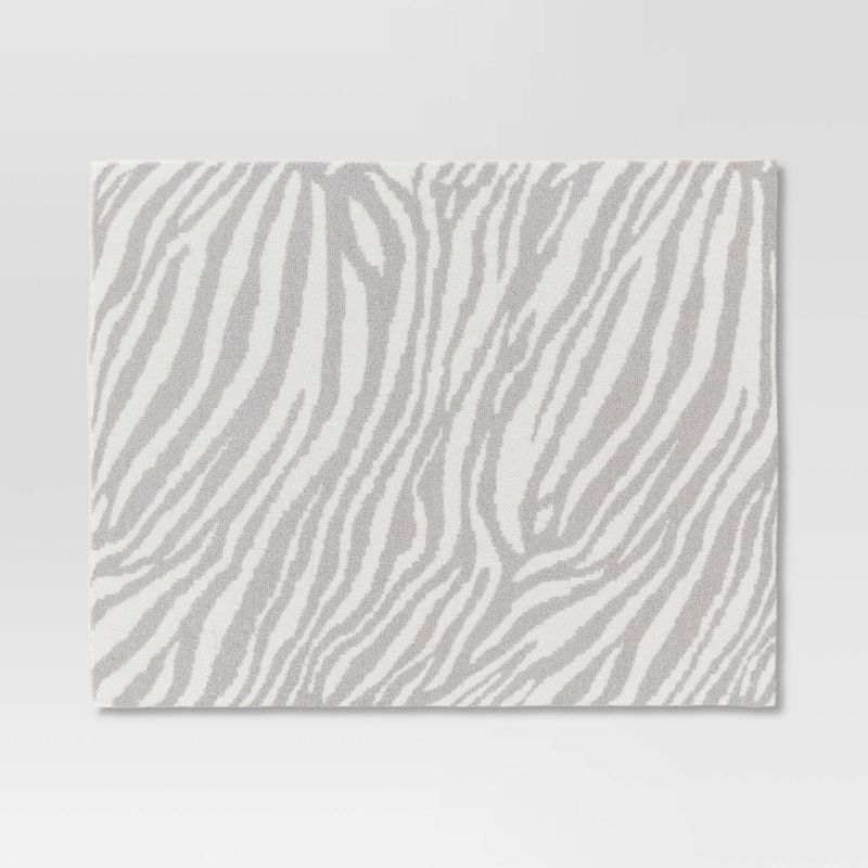 Cozy Feathery Knit Zebra Throw Blanket Gray - Threshold&#8482;, 4 of 13