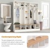 TIRAMISUBEST Wide Design Hall Tree with Storage Bench, Minimalist Shoe Cabinet with Cube Storage & Shelves, Multifunctional Coat Rack with 8 Hooks - 4 of 4