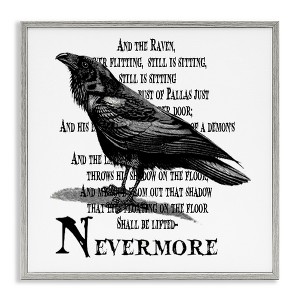 Stupell Industries Creepy Halloween Black Crow Raven Framed Giclee Art, Gray, 12" x 12" - 1 of 4