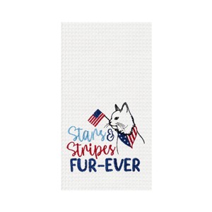 C&F Home Stars & Stripes Patriotic Cat 4th of July Cotton Kitchen Towel Dishtowel Decoration - 1 of 4