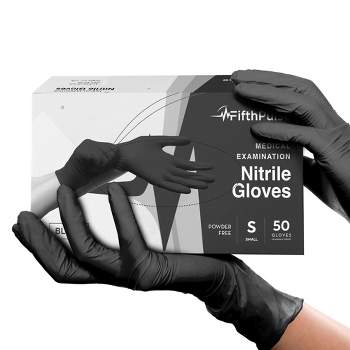 FifthPulse Nitrile Exam Gloves - Black - Box of 50, Perfect for Cleaning, Cooking & Medical Uses