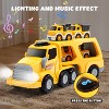 Skirfy 7 in 1 Construction Carrier Truck Transport Car Toys with Light and Sound, 6 Pull Back Cars, Vehicles Toys for Kids - 2 of 4