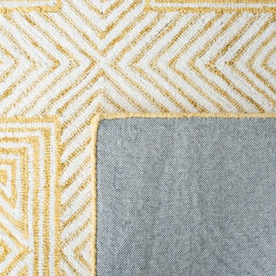 Ivory and Yellow Hand-Tufted Wool Area Rug, 6' x 9'