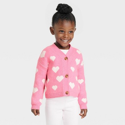 Toddler Heart Long Sleeve V-Neck Cardigan - Cat & Jack™ Pink