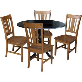 International Concepts 42 in. Dual Drop Leaf Table with 4 Splat Back Dining Chairs - 5 Piece Dining Set