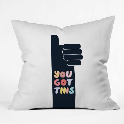 16"x16" Phirst You Got This Thumbs Up Throw Pillow Black - Deny Designs