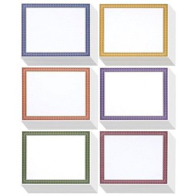 96-Sheet Award Certificate Papers, Letter Sized for Diploma in 6 Assorted Colors, Printer Friendly, 11 x 8.5"