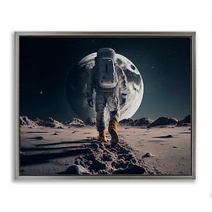Stupell Industries Man On Moon Outer Space Astronaut Floating Frame Canvas Art, Gray, 31" x 25" - 1 of 4