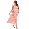 Women Casual Wrap V Neck Ruffle Hem Midi Sun Dress with Belt - 3 of 3