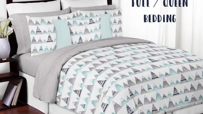 Sweet Jojo Designs Boy or Girl Gender Neutral Unisex Baby Crib Bedding Set - Mountains Grey and Blue 4pc, 2 of 8, play video
