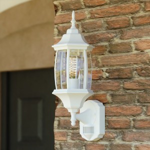 VAXCEL Rogers Park Aluminum 6.25-in. W 1 Light Black Motion Sensor Dusk to Dawn Outdoor Wall Lantern Clear Glass - 1 of 4