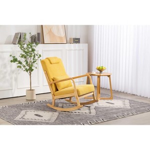 CAVINAS Linen Fabric Glider Rocking Chair with High Backrest and Lumbar Pillow,Upholstered Rocking Chairs,Nursery Accent Chair for Bedroom - 1 of 4