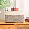 Itopfox Woven Storage Basket Set of 3, Cotton Rope Organizing Bins for Books, Toys, Towels, Living Room Decor, Foldable Handles, Brown - 4 of 4