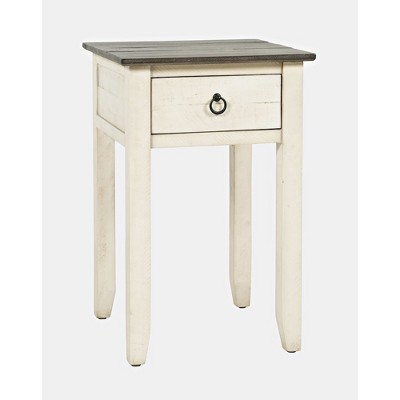Vintage White Devon Farmhouse Pine End Table with Drawer