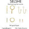 14K Gold Plated Huggie Hoop Earrings Stack, Hypoallergenic Pearl Drop Dainty Earrings for Women - 4 of 4