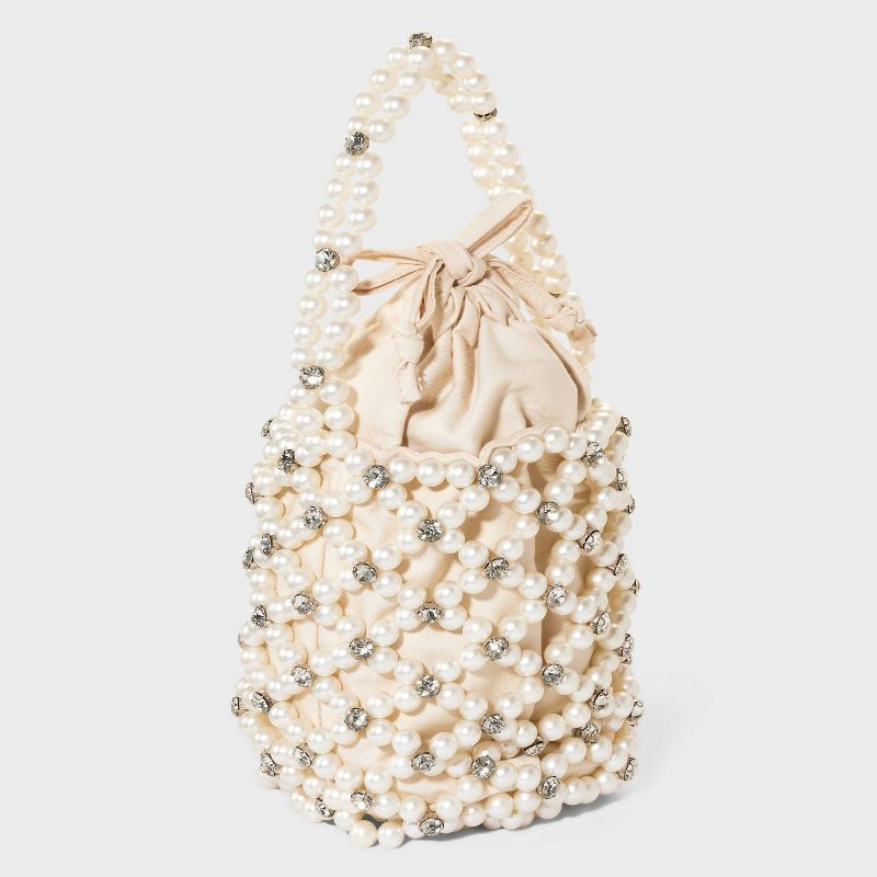 Mini Embellished Pearl Bucket Bag - A New Day&#8482; Off-White, 2 of 5