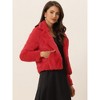 INSPIRE CHIC Women's Autumn Winter Cropped Notch Lapel Faux Fur Fluffy Jacket - 3 of 4