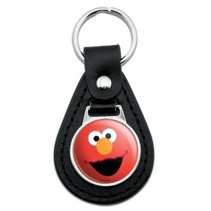 Sesame Street Elmo Face Black Leather Keychain - 1 of 4
