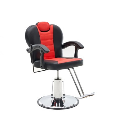 Adjustable Reclining Barber Chair with Hydraulic Pump, 360° Swivel, Heavy Duty Construction and Anti-Slip Base