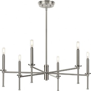 Progress Lighting Elara Collection 6-Light Chandelier, Brushed Nickel, Clear Glass Shades - 1 of 1