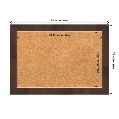 Wildwood Brown Narrow Framed Cork Bulletin Board 27" x 19"